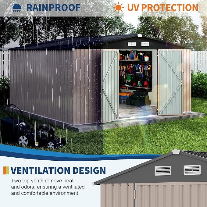 12x12 FT Metal Storage Sheds Outdoor, Metal ToolShed - Image 5