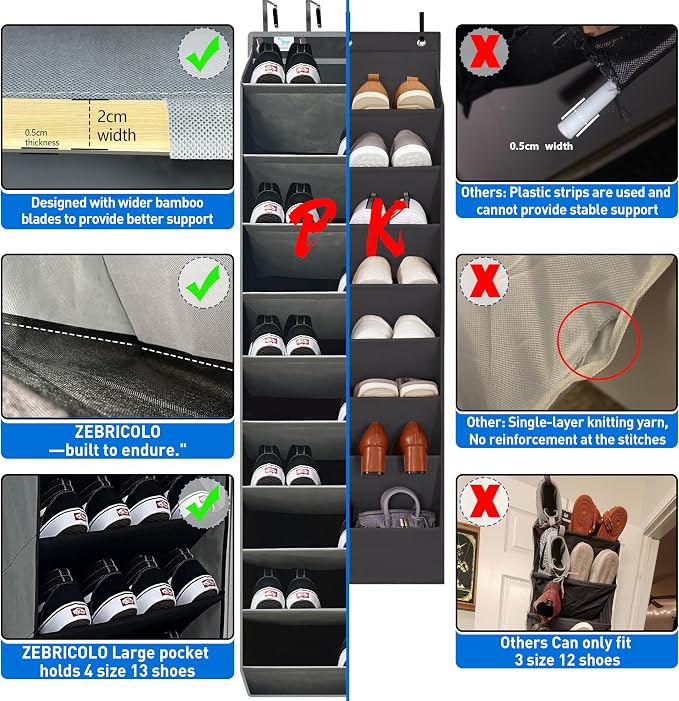 [Improve Over The Door Shoe Organizer, Extra Large 10 Tiers, Over Door Shoe - Image 7