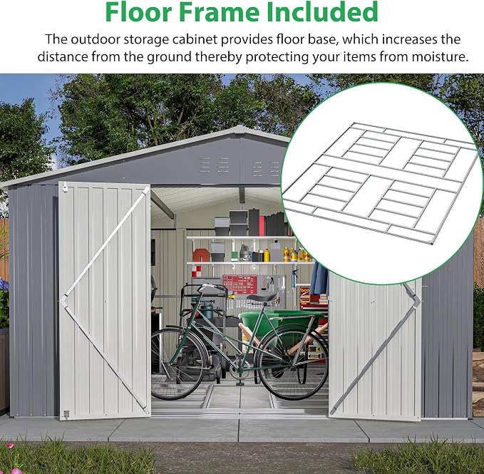 Metal Storage Shed 11x13 FT Outdoor, Metal Steel Utility Tool Shed Storage House - Image 2