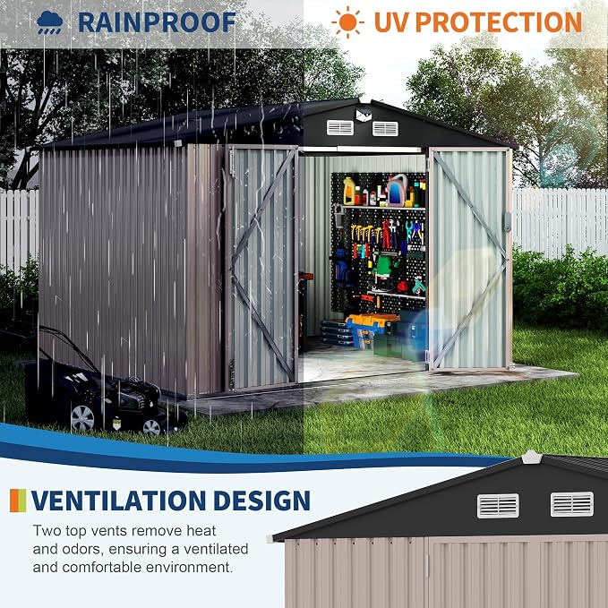 8x10 FT Metal Storage Sheds Outdoor - Image 6