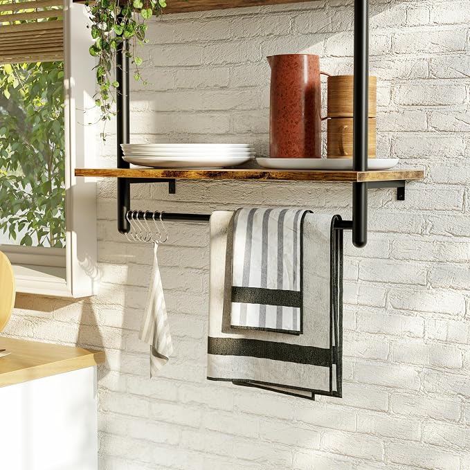 Bestier 3 Tier Industrial Pipe Shelving, Floating Kitchen Shelves - Image 8