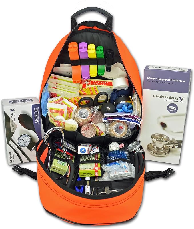 Lightning X First Responder EMT/EMS Backpack Stocked First Aid Supplies Kit B by LightningXProducts