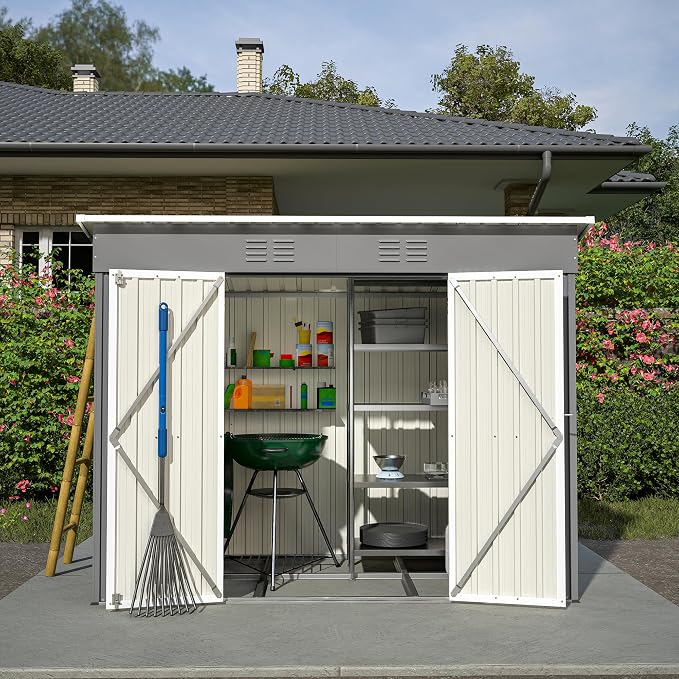 8x4 FT Outdoor Storage Metal Shed by RocVanc