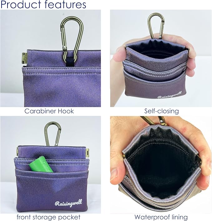 Dog Treat Pouch, Pocket Sized Pet Training Pouch, Hand Free Purple Dog Walking - Image 3