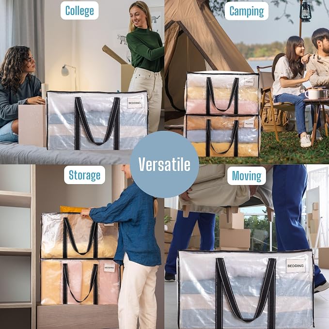 VENO 2 Pack Clear Moving Bags Christmas Storage Bags, Large Storage Bins - Image 6