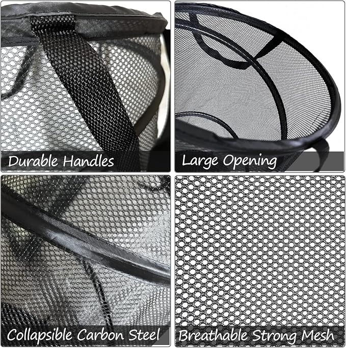 BATTOO Collapsible Laundry Basket Foldable Mesh Pop Up Hamper - Image 4