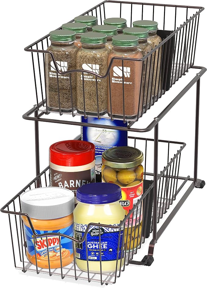SimpleHouseware 2 Tier Cabinet Wire Basket Drawer Organizer - Image 4