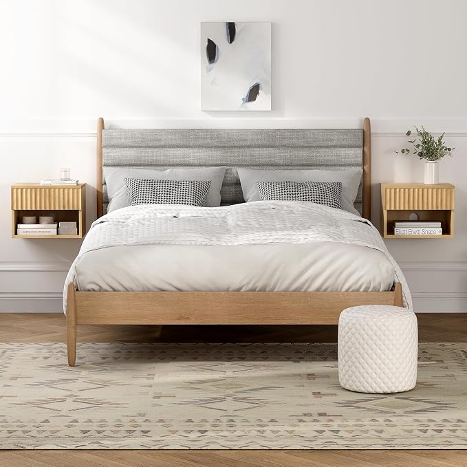 Small Floating Nightstand Set of 2, Modern Fluted Night Stand - Image 6