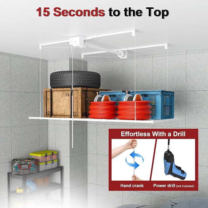 Overhead Garage Storage Rack 3x6 FT, Adjustable Ceiling Lift Storage System - Image 6