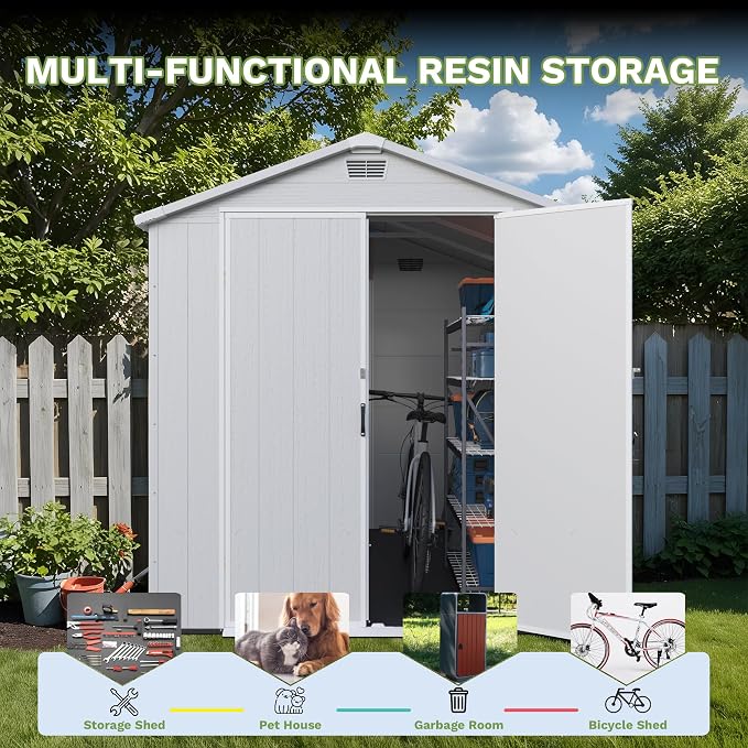 Greesum 6x8FT Plastic Outdoor Storage Shed - Image 6