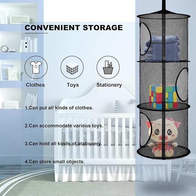 Libeder Mesh Hanging Storage Space Saver Bags Organizer, Foldable Storage - Image 6