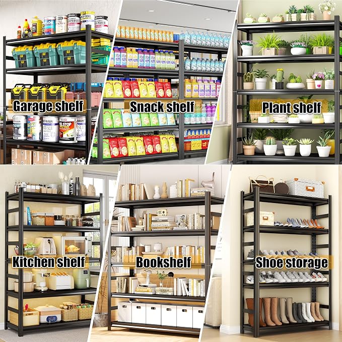72'' Garage Storage Shelves, 5 tier Shelving Unit Metal, Adjustable, - Image 8