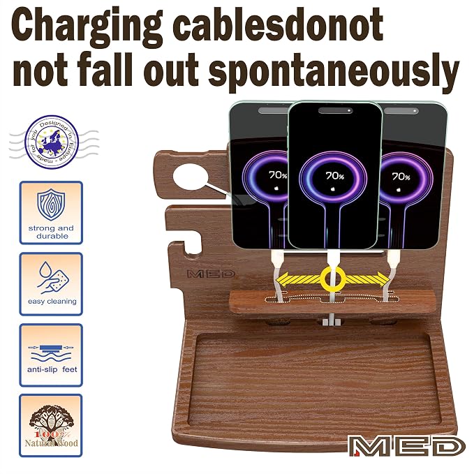 MED Wood Phone Docking Station – Nightstand Desk Organizer - Image 5