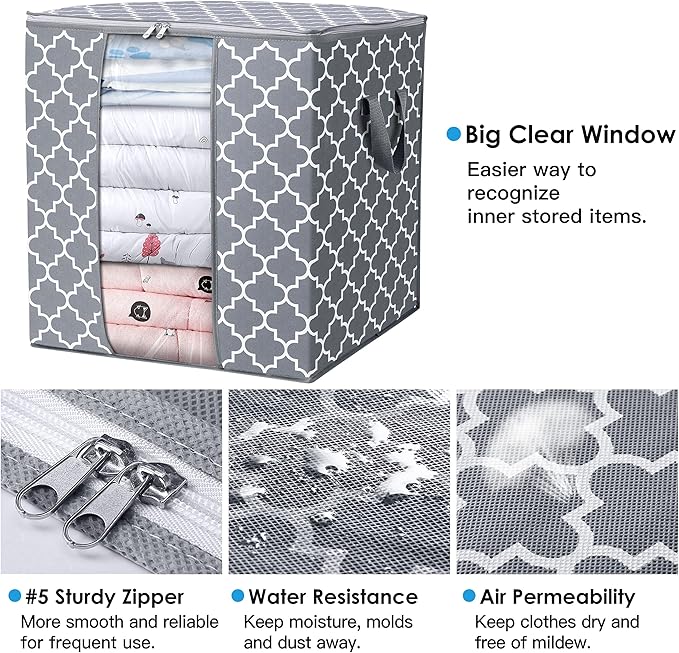 WISELIFE Storage Bags 6 Pack/100L Large Blanket Clothes Organization and - Image 4