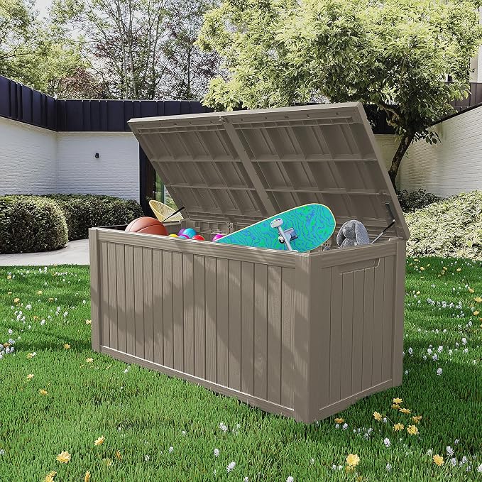 200 Gallon Resin Deck Box, Waterproof Outdoor Storage Box - Image 2