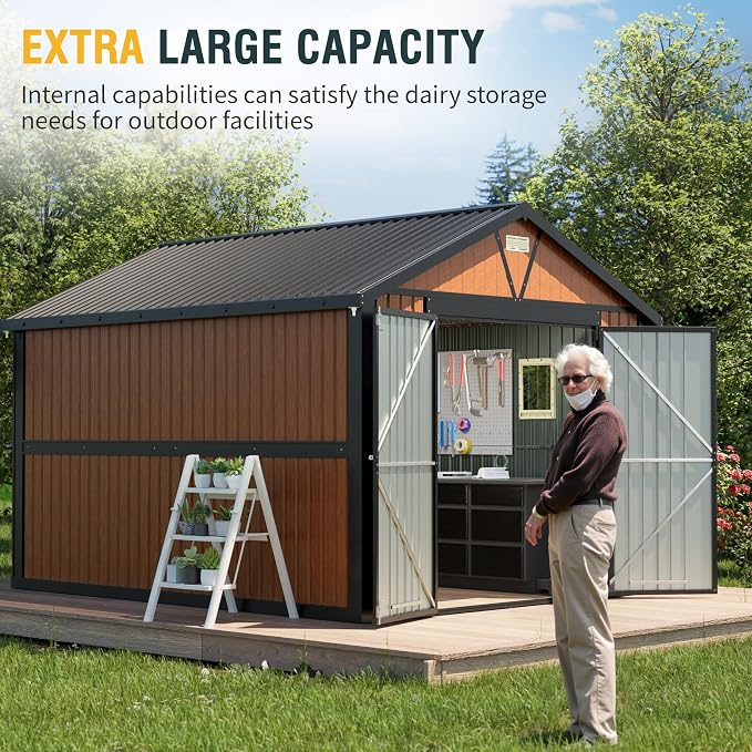 10x12 Ft Outdoor Metal Shed, Storage Garden Shed - Image 4