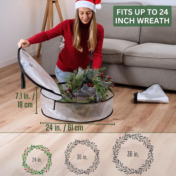 VENO 4 Pack Christmas Wreath Storage Container - Image 2