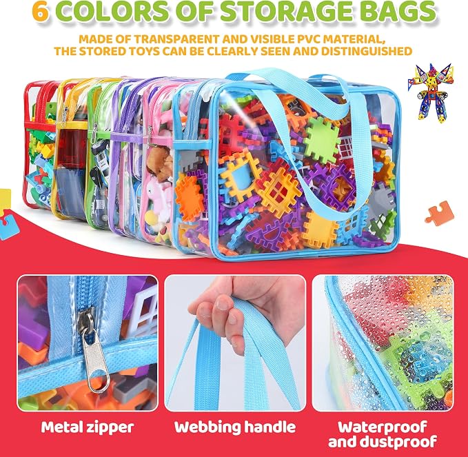 6 Packs Large Toy Storage Bags, Reusable Travel kids Organizer Bags - Image 2