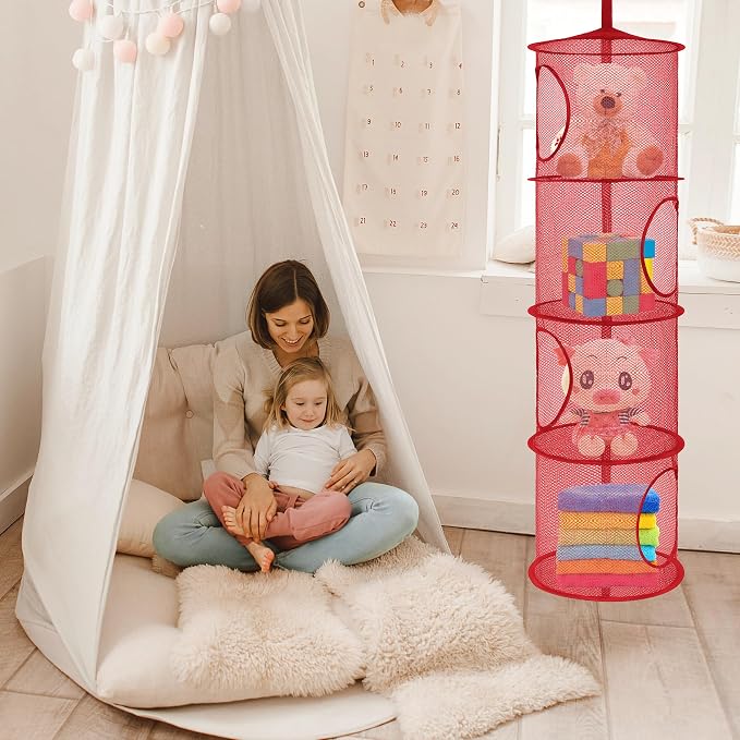 Libeder Stuffed Animal Storage Mesh Hanging Storage Space Saver Bags Organizer - Image 2