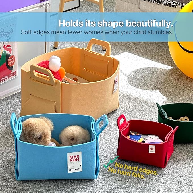 Collapsible Felt BROWN Storage Bin Large 14.6"x9.4"x9.4" – Foldable Basket - Image 5