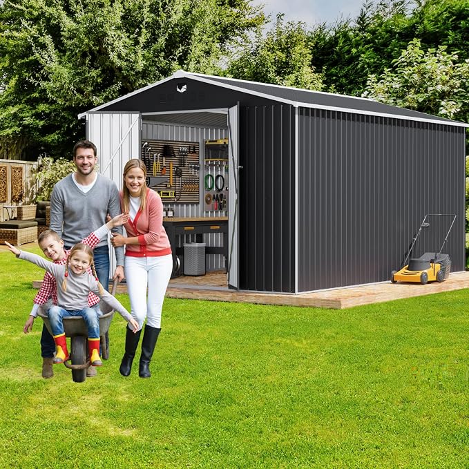 10x14 FT Outdoor Storage Shed, Metal Tool Sheds, Waterproof Outside Storage Shed - Image 8