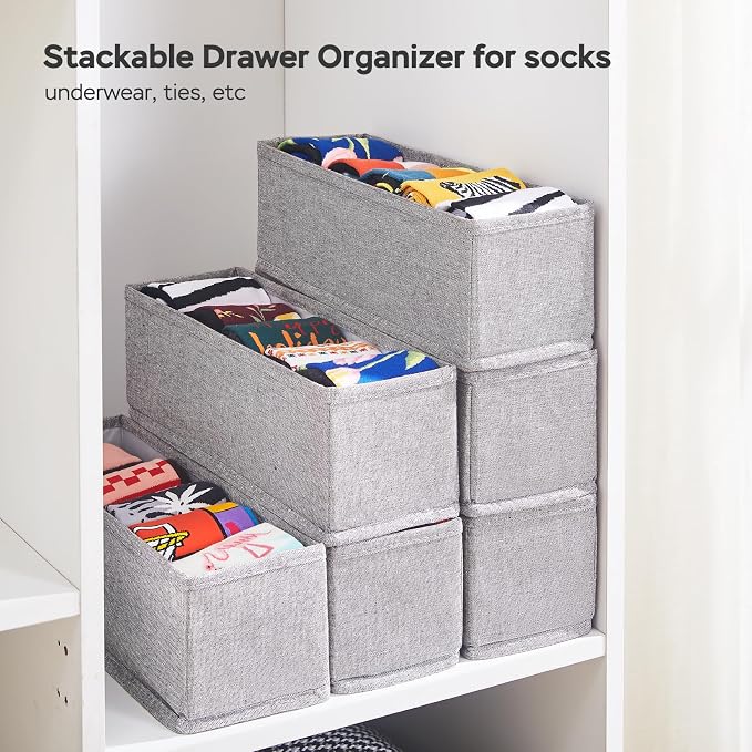 MURRI&MURRDI Mini Foldable Clothes Drawer Organizer 6 Pcs, Narrow Fabric Drawer - Image 5