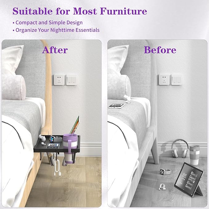ANYHI Bedside Shelf for Dorm Room Bunk & Top Bunk, Aluminum Clip On Nightstand - Image 9