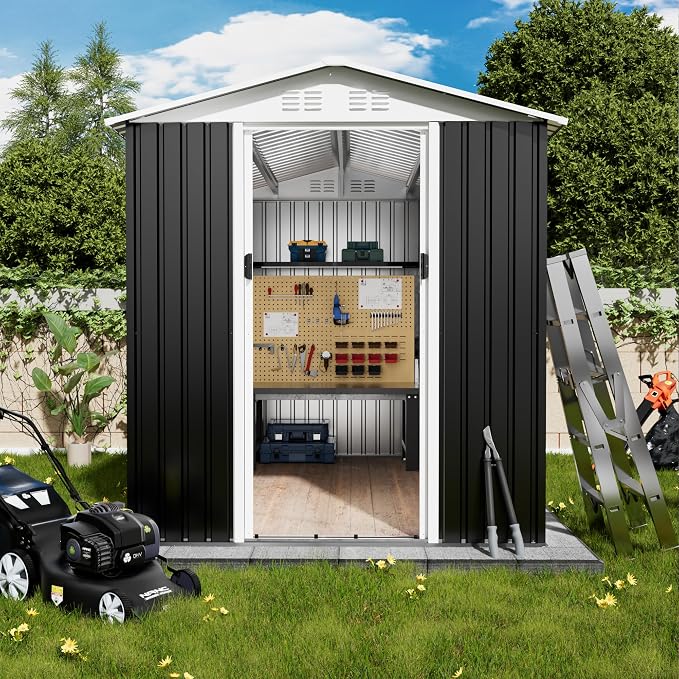 6x9ft Outdoor Metal Storage Shed Waterproof Garden Shed - Image 2