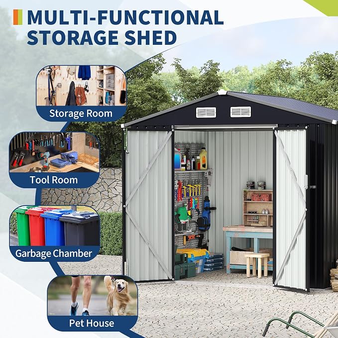 6x8 FT Metal Storage Sheds Outdoor, MetalTool Shed - Image 3