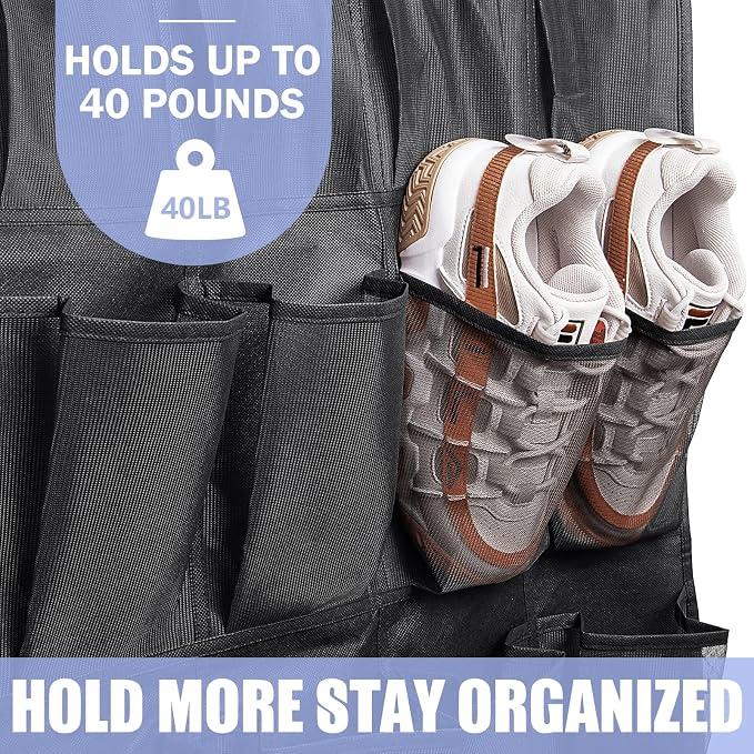 Tiblue Over The Door Shoe Organizers 35 Mesh Pockets Hanging Shoe Organizer - Image 5
