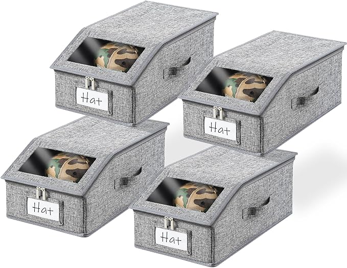 4 Pack Grey Hat Organizer for Baseball Cap, Hat Storage for Closet by Euct