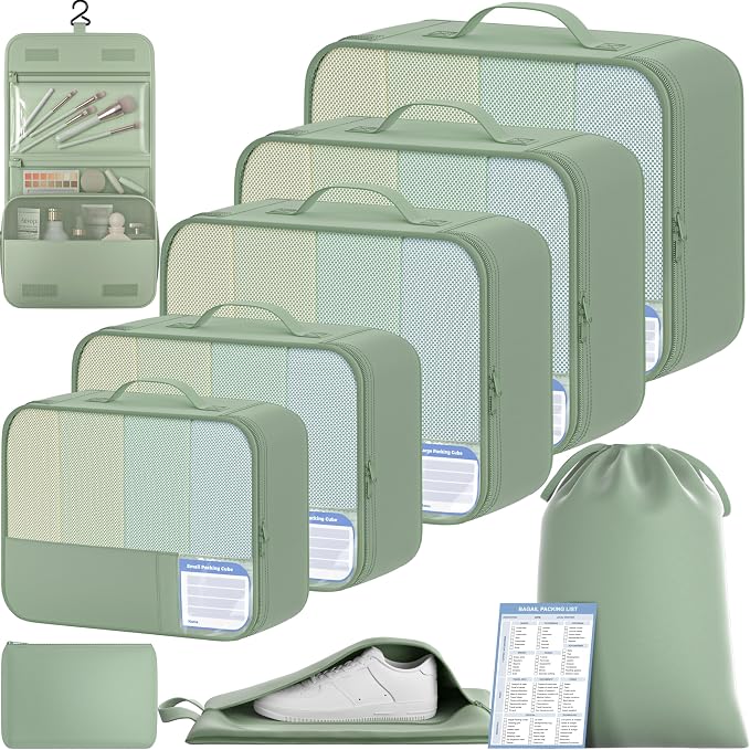 BAGAIL 9 Set Packing Cubes Luggage Packing Organizers by BAGAIL