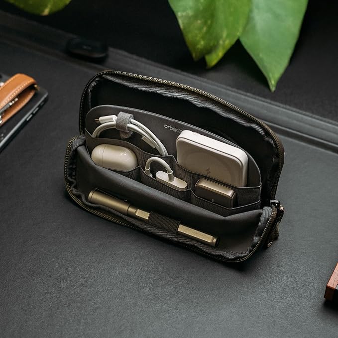 Olive Expandable Desk Storage Pouch – Fold-Down Access Panel, Pen Loop - Image 4