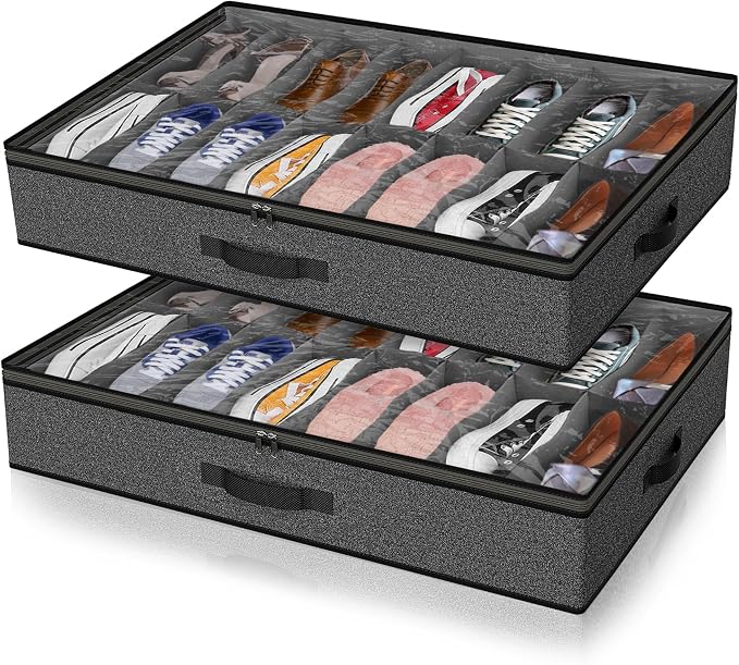2 Pack Under Bed Shoe Storage Organizer by Besslly