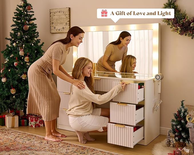 AMERLIFE 47.2" Fluted Vanity Desk - Image 4