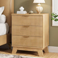 Fluted Nightstand, Mid Century Modern Wood Night Stand by Xixini