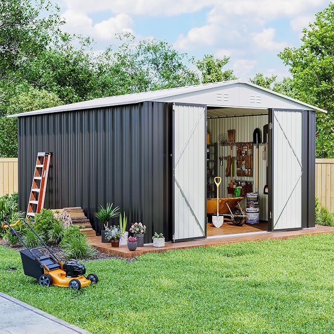 Polar Aurora 12x10 FT Outdoor Storage Shed, Metal Garden Shed by PolarAurora