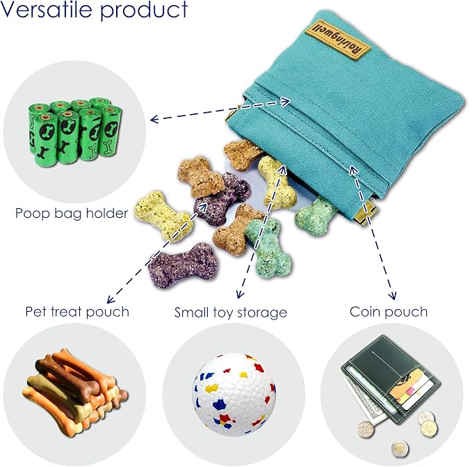 Dog Treat Pouch, Cotton Fabric, Hand Free Dog Walking Bag - Image 4