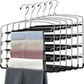 Pants Hangers 6 Pieces, 5 Tier Closet Organizers and Storage Clothes Hangers by FEASTEERY