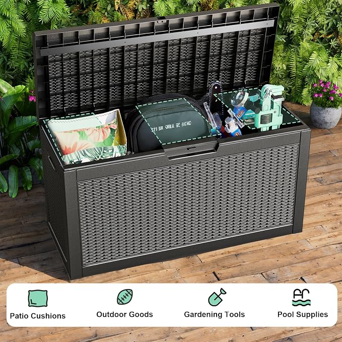 60 GallonOutdoor Storage Box, Resin Deck Boxes Waterproof, IndoorOutdoor Bin - Image 5