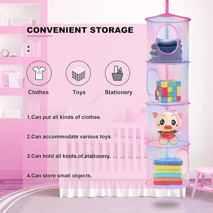 Libeder 2Pcs Mesh Hanging Storage Organizer, 4 Compartments, Casual Style - Image 6