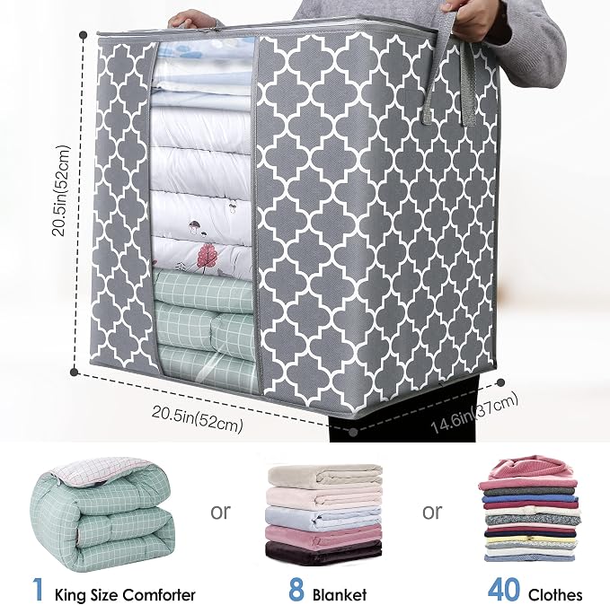 WISELIFE Storage Bags 4 Pack/100L Large Blanket Clothes Organization and - Image 2