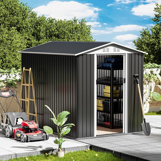 6x9ft Outdoor Metal Storage Shed Waterproof Garden Shed by Unknown