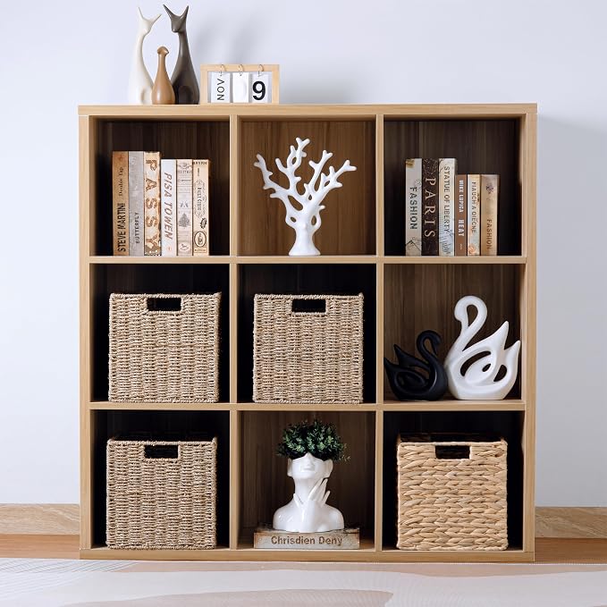 10.5 x 10.5in Cube Seagrass Storage Baskets, Foldable Square Wicker Storage - Image 2