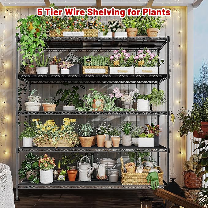 REIBII 45.8“W Storage Shelves Metal Shelving, 5-Tier Wire Shelving, Sturdy - Image 7