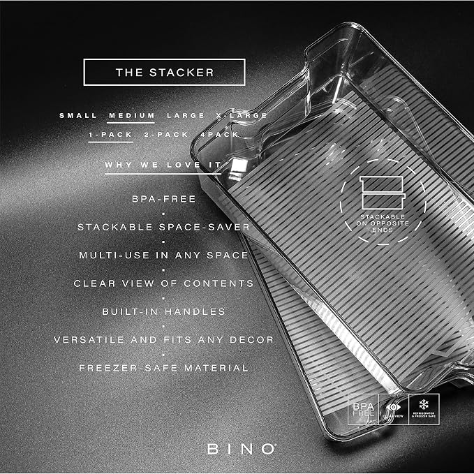 BINO | Stackable Plastic Storage Bins, Medium - Image 2