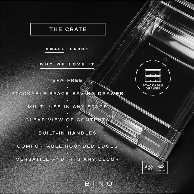 BINO | Stackable Plastic Storage Drawers, Small - Image 4