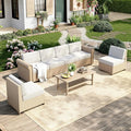 Patio Furniture Set, 7 Piece Outdoor Rattan Wicker Sectional Conversation Set by MIXPATIO